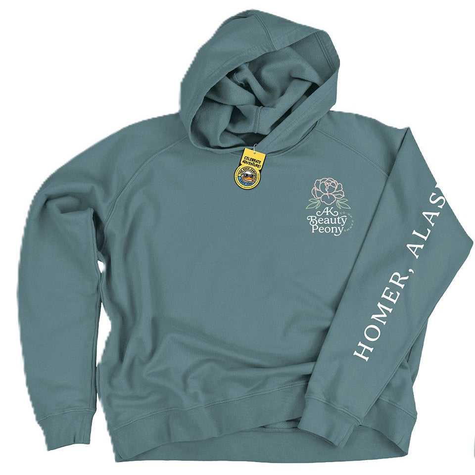 Pick Joy Women's Cropped Hooded Sweatshirt - Wholesale-Apparel-Alaska Beauty Peony Coop-Teal-S-Alaska Beauty Peony Coop