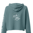 Pick Joy Women's Cropped Hooded Sweatshirt - Wholesale-Apparel-Alaska Beauty Peony Coop-Teal-S-Alaska Beauty Peony Coop