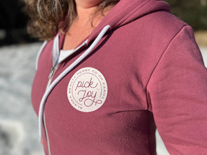 
                  
                    Load image into Gallery viewer, Pick Joy Zip Hoodie - Wine
                  
                